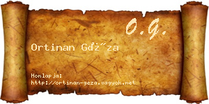 Ortinan Géza névjegykártya